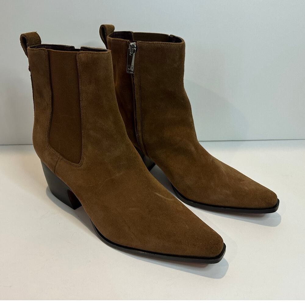 Franco Sarto Vianca Suede Western Boots Women’s Size 8.5 Brown Ankle Boots NWOB